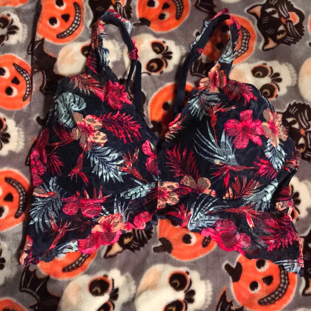 Pink Tropical Lace Push Up bralette